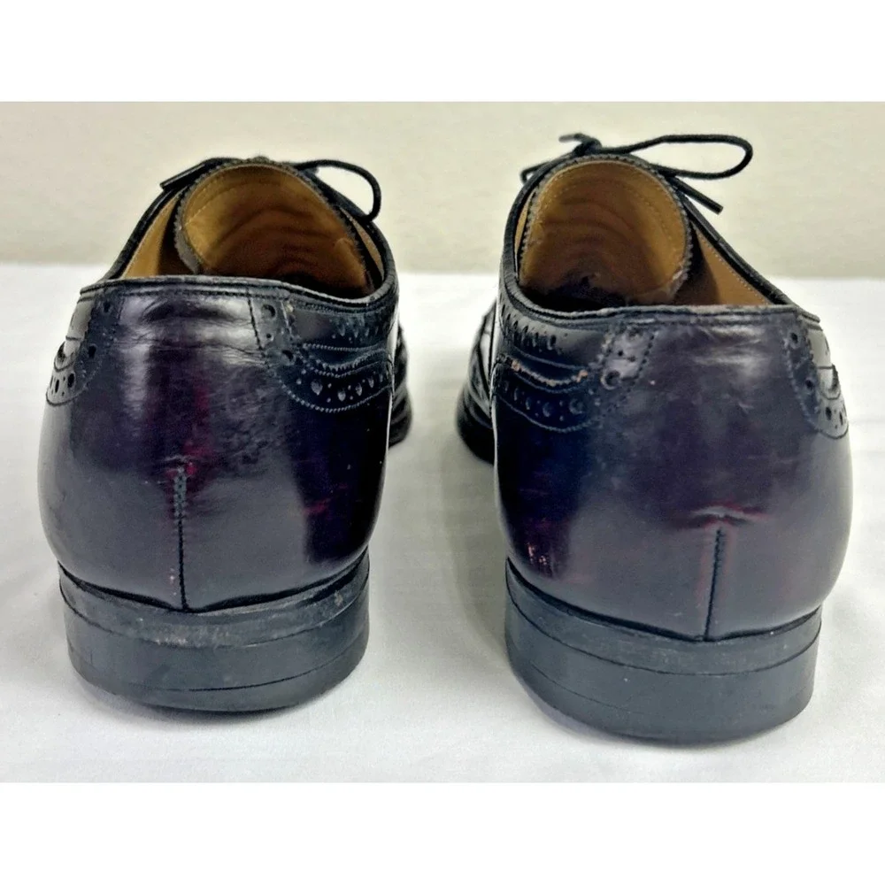 Johnston‎ & Murphy Heritage Oxford Shoes Mens 9.5 C Burgundy Wingtip USA Preppy